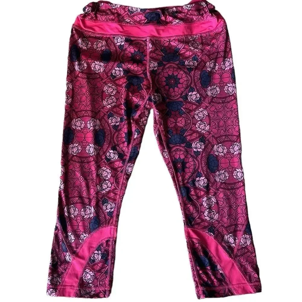 Lululemon Inspire Crop I All Full-On Lux 4 Pink Rose Floral Leggings!